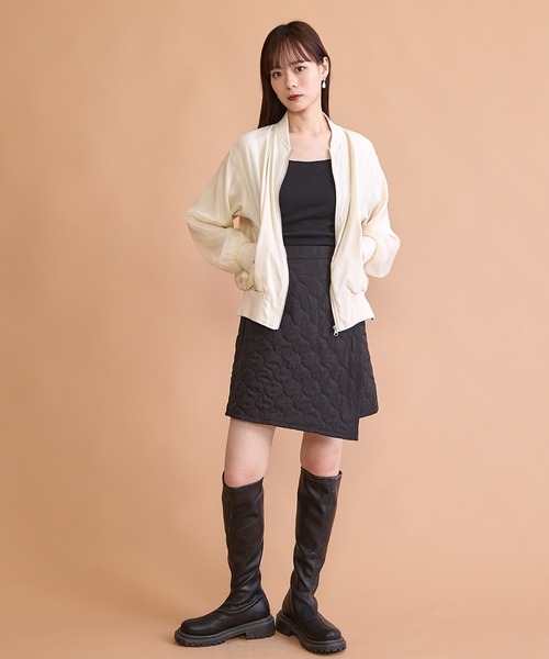 paravion（パラビオン）の「オーガンジーリブブルゾン（ブルゾン・レディース・ブラック/アイボリー・FREE）」の6枚目の写真