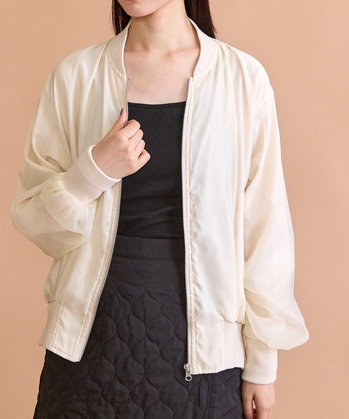 paravion（パラビオン）の「オーガンジーリブブルゾン（ブルゾン・レディース・ブラック/アイボリー・FREE）」の9枚目の写真