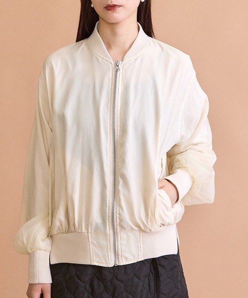 paravion（パラビオン）の「オーガンジーリブブルゾン（ブルゾン・レディース・ブラック/アイボリー・FREE）」の14枚目の写真