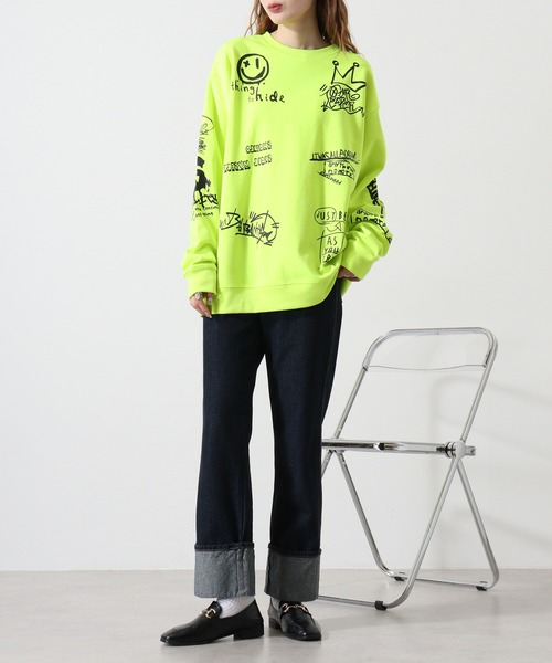 FLAGSTUFF グレー トレーナー　XL 未使用 FLAGSTUFF トレーナー グレー×ネイビー XL トップス