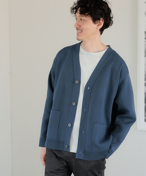 GLOBAL WORK（グローバルワーク）の「リッチライトニットVカーディガン/704229（カーディガン/ボレロ・メンズ・ブラック/ブルー/ネイビー/ライトグレー/チャコールグレー・SMALL/X-LARGE/LARGE/MEDIUM）」の2枚目の写真