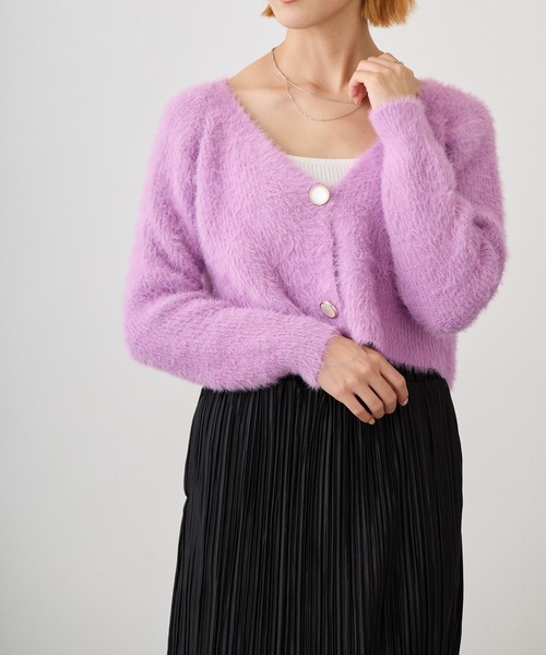 Loco Ocean(ロコオーシャン)の「ショート丈シャギーニットカーディガン(カーディガン/ボレロ・レディース・ブラック/パープル/ホワイト・FREE)」の4枚目の写真