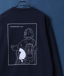 Fleece Lining TASOGARE GIRL Back Illust Print Oversized Sweatshirt/裏起毛 黄昏ガール バックイラストプリント オーバーサイズ スウェット トップス トレーナー メンズ