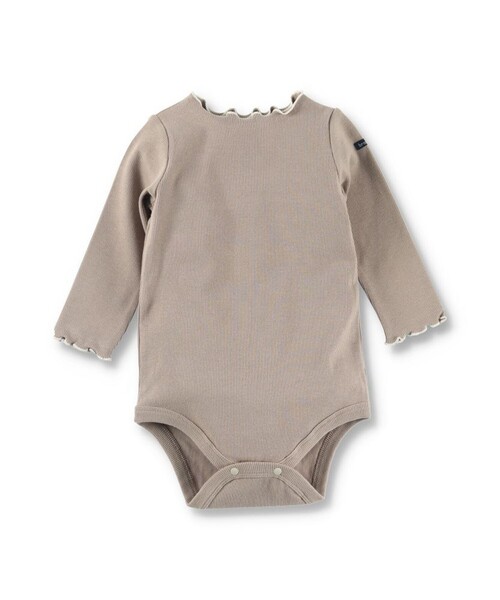 BRANSHES（ブランシェス）の「【ベビー】テレコ長袖ボディスーツ（ロンパース・キッズ・ブラウン/アイボリー・70/80）」の2枚目の写真