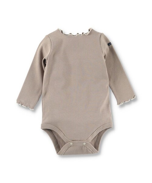 BRANSHES（ブランシェス）の「【ベビー】テレコ長袖ボディスーツ（ロンパース・キッズ・ブラウン/アイボリー・70/80）」の16枚目の写真
