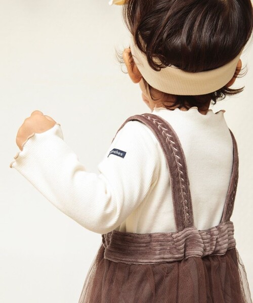 BRANSHES（ブランシェス）の「【ベビー】テレコ長袖ボディスーツ（ロンパース・キッズ・ブラウン/アイボリー・70/80）」の9枚目の写真