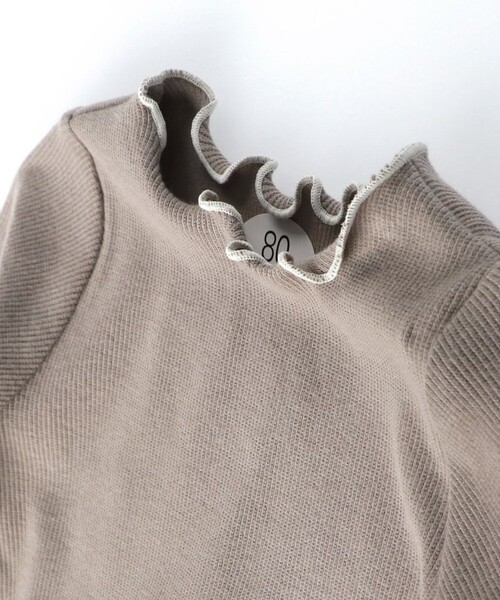 BRANSHES（ブランシェス）の「【ベビー】テレコ長袖ボディスーツ（ロンパース・キッズ・ブラウン/アイボリー・70/80）」の7枚目の写真