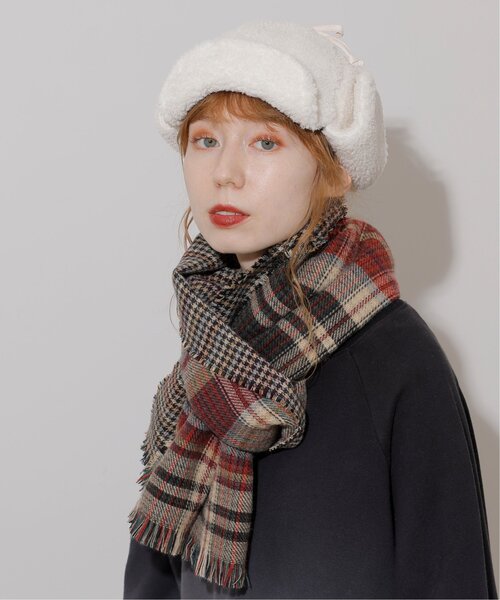 DOUBLE NAME（ダブルネーム）の「チェック柄リバーシブルマフラー（マフラー・レディース・ベージュ/レッド/グリーン・FREE）」の3枚目の写真