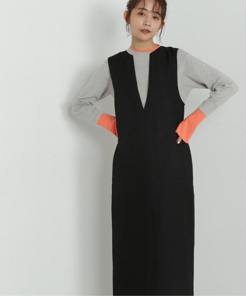 N.(N. Natural Beauty Basic)(エヌエヌナチュラルビューティーベーシック)の「【S Size Line】◆キーネックストレートジャンパースカート(ジャンパースカート・レディース・ブラック/ブラウン/グレー・SMALL/MEDIUM)」の4枚目の写真