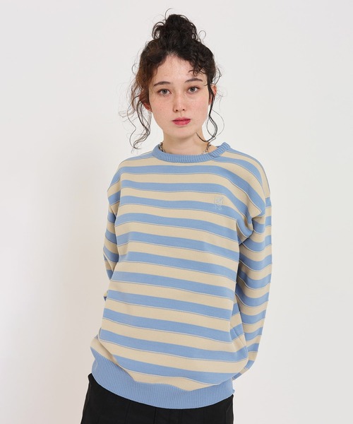 TINA：JOJUN（ティーナジョジュン）の「ユニセックス ボーダーニットプルオーバー TINA：JOJUN（ニット/セーター・レディース・ネイビー/グレー/サックスブルー・M）」の3枚目の写真