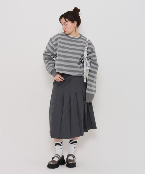 TINA：JOJUN（ティーナジョジュン）の「ユニセックス ボーダーニットプルオーバー TINA：JOJUN（ニット/セーター・レディース・ネイビー/グレー/サックスブルー・M）」の7枚目の写真