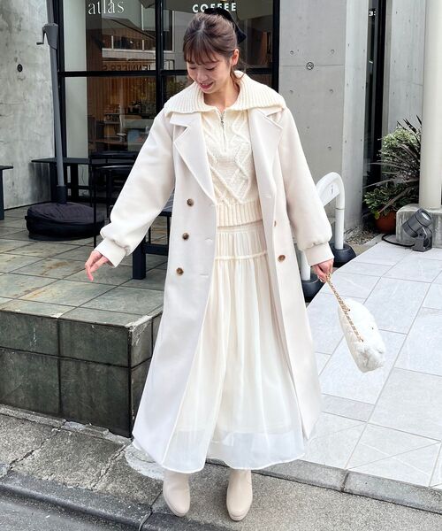 MAJESTIC LEGON（マジェスティックレゴン）の「ケーブルジップニット（ニット/セーター・レディース・チャコールグレー/ブルー/アイボリー/ダークグレー・MEDIUM）」の10枚目の写真