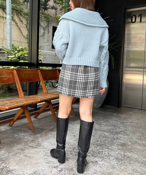 MAJESTIC LEGON（マジェスティックレゴン）の「ケーブルジップニット（ニット/セーター・レディース・チャコールグレー/ブルー/アイボリー/ダークグレー・MEDIUM）」の21枚目の写真