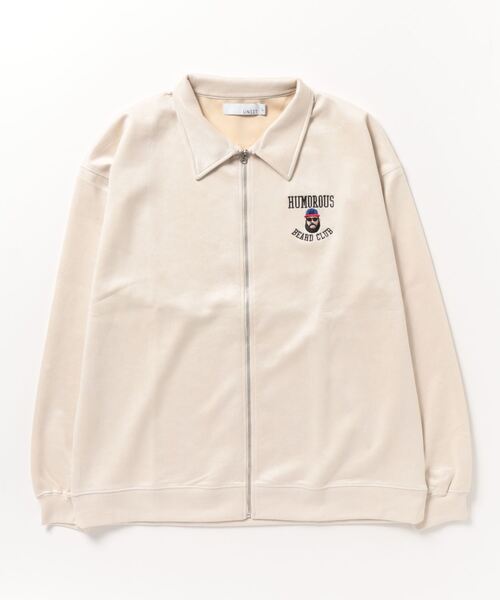 UNIIT（ユニット）の「【UNIIT/ユニット】フェイクスエード　 ワンポイント刺繍　 フルジップブルゾン　コーチジャケット（ブルゾン・メンズ・チャコールグレー/アイボリー/ブラウン・LARGE/MEDIUM）」の3枚目の写真