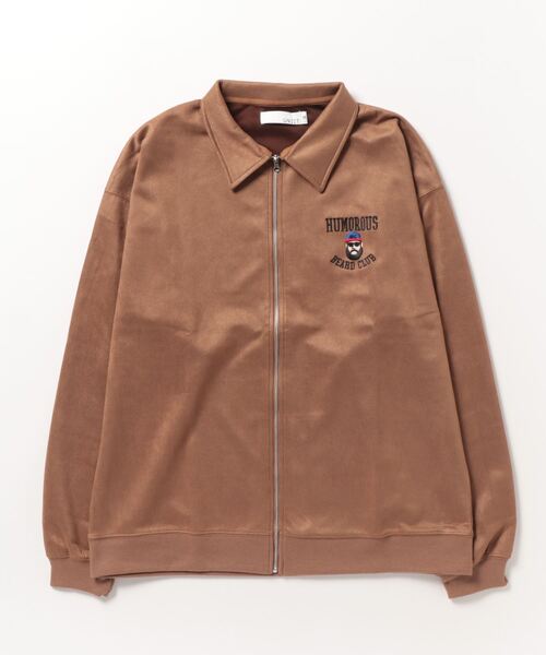 UNIIT（ユニット）の「【UNIIT/ユニット】フェイクスエード　 ワンポイント刺繍　 フルジップブルゾン　コーチジャケット（ブルゾン・メンズ・チャコールグレー/アイボリー/ブラウン・LARGE/MEDIUM）」の2枚目の写真