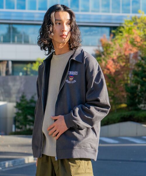 UNIIT（ユニット）の「【UNIIT/ユニット】フェイクスエード　 ワンポイント刺繍　 フルジップブルゾン　コーチジャケット（ブルゾン・メンズ・チャコールグレー/アイボリー/ブラウン・LARGE/MEDIUM）」の14枚目の写真