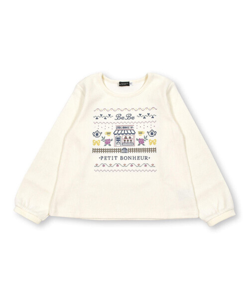 BeBe（ベベ）の「ダブルフェイスクロスステッチトレーナー(90~140cm)（スウェット・キッズ・ネイビー/オフホワイト・120cm/110cm/140cm/100cm/130cm/90cm）」の13枚目の写真