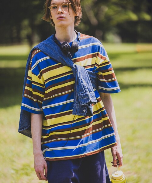 beams ボーダーTシャツ ブルー Mサイズ BEAMS HEART（ビームス ハート）クイックドライ ボーダー Tシャツ（T