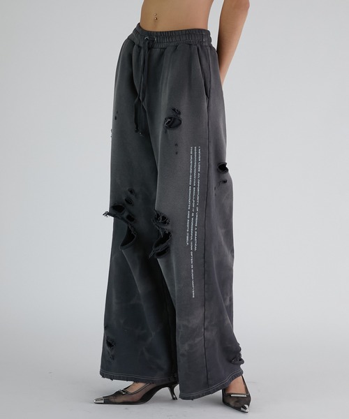 PRANK PROJECT（プランクプロジェクト）の「スプレーダイダメージスウェットパンツ / Spray Dyed Damaged Sweatpants（スウェットパンツ・レディース・ホワイト/ネイビー/ブラック・38/36）」の3枚目の写真