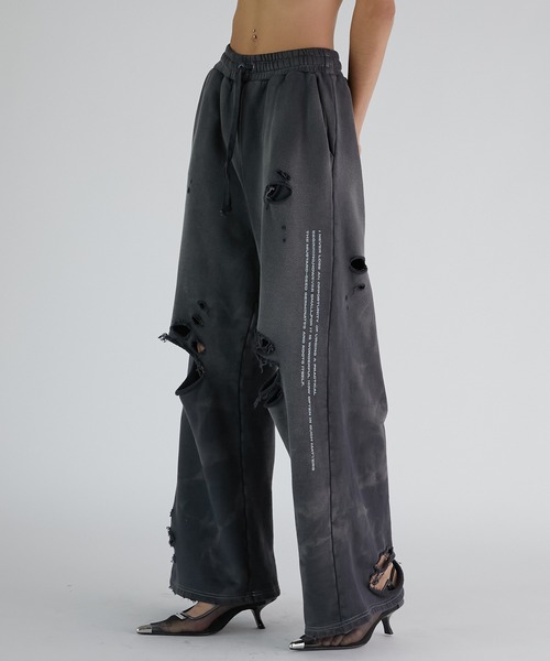 PRANK PROJECT（プランクプロジェクト）の「スプレーダイダメージスウェットパンツ / Spray Dyed Damaged Sweatpants（スウェットパンツ・レディース・ホワイト/ネイビー/ブラック・38/36）」の15枚目の写真