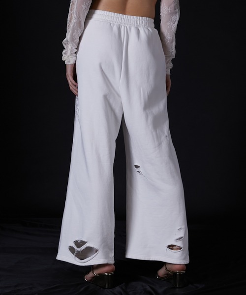 PRANK PROJECT（プランクプロジェクト）の「スプレーダイダメージスウェットパンツ / Spray Dyed Damaged Sweatpants（スウェットパンツ・レディース・ホワイト/ネイビー/ブラック・38/36）」の8枚目の写真