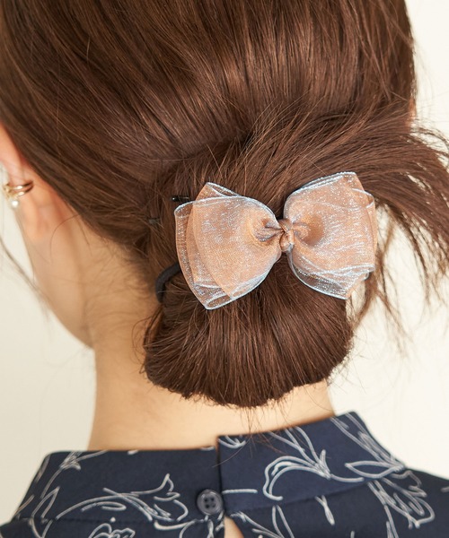 ROPE' PICNIC（ロペピクニック）の「オーガンジーラメリボンポニー（ヘアゴム・レディース・ダークパープル/ピンク系その他2/ブルー系その他・FREE）」の3枚目の写真