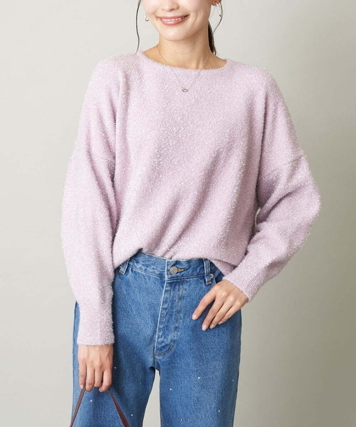 archivio ピンク セーターラメ入り　 36 a.v.v（アーヴェヴェ）の「ラメフェザーニット（ニット/セーター