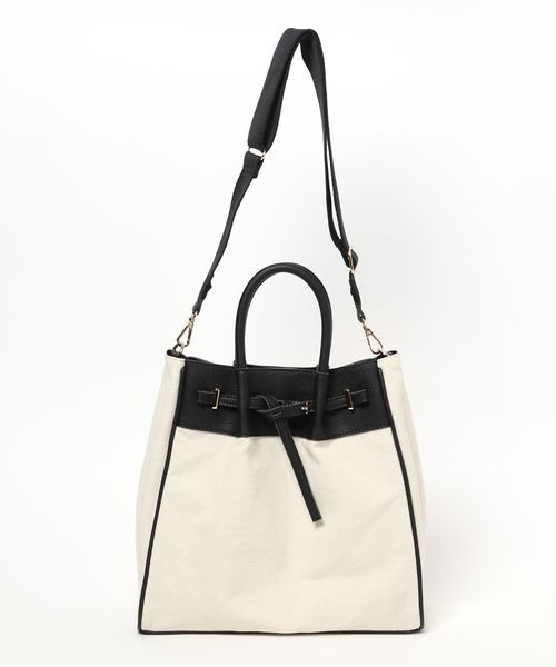 mysty woman(ミスティウーマン)の「レザー×キャンバスBAG 102096(トートバッグ・レディース・ブラック系その他/ブラック/オフホワイト/ブラック系その他2・FREE)」の17枚目の写真