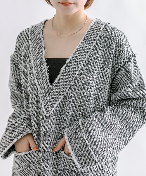 mline（エムライン）の「[mline]ツイードプルオーバー（ニット/セーター・レディース・ブラック/アイボリー/ブラック系その他・FREE）」の5枚目の写真