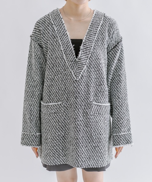 mline（エムライン）の「[mline]ツイードプルオーバー（ニット/セーター・レディース・ブラック/アイボリー/ブラック系その他・FREE）」の6枚目の写真