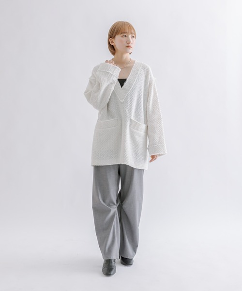 mline（エムライン）の「[mline]ツイードプルオーバー（ニット/セーター・レディース・ブラック/アイボリー/ブラック系その他・FREE）」の4枚目の写真