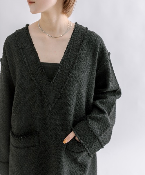 mline（エムライン）の「[mline]ツイードプルオーバー（ニット/セーター・レディース・ブラック/アイボリー/ブラック系その他・FREE）」の11枚目の写真