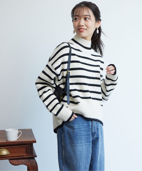 Chez toi（シェトワ）の「BACKスリットハイネックプルオーバー2（ニット/セーター・レディース・グレー/アイボリー/ピンク/オフホワイト・FREE）」の5枚目の写真