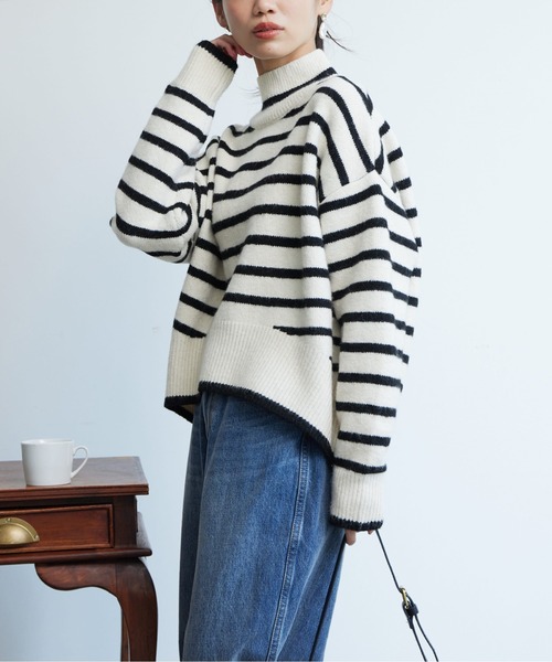 Chez toi（シェトワ）の「BACKスリットハイネックプルオーバー2（ニット/セーター・レディース・グレー/アイボリー/ピンク/オフホワイト・FREE）」の11枚目の写真