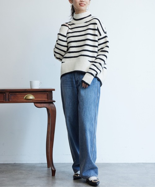 Chez toi（シェトワ）の「BACKスリットハイネックプルオーバー2（ニット/セーター・レディース・グレー/アイボリー/ピンク/オフホワイト・FREE）」の19枚目の写真