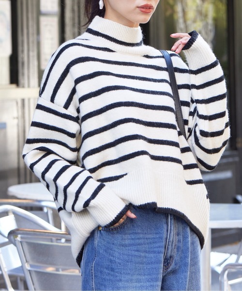 Chez toi（シェトワ）の「BACKスリットハイネックプルオーバー2（ニット/セーター・レディース・グレー/アイボリー/ピンク/オフホワイト・FREE）」の10枚目の写真