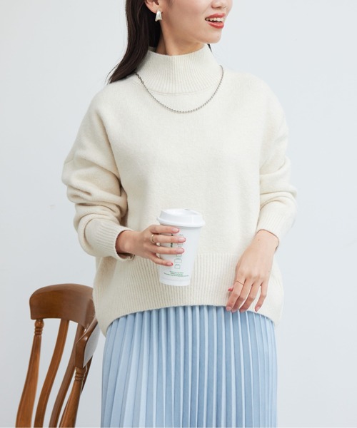 Chez toi（シェトワ）の「BACKスリットハイネックプルオーバー2（ニット/セーター・レディース・グレー/アイボリー/ピンク/オフホワイト・FREE）」の13枚目の写真