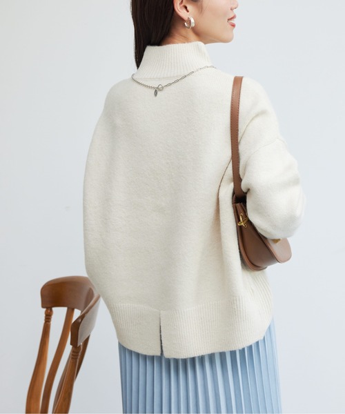 Chez toi（シェトワ）の「BACKスリットハイネックプルオーバー2（ニット/セーター・レディース・グレー/アイボリー/ピンク/オフホワイト・FREE）」の7枚目の写真