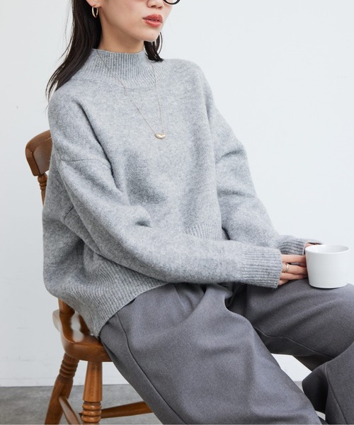 Chez toi（シェトワ）の「BACKスリットハイネックプルオーバー2（ニット/セーター・レディース・グレー/アイボリー/ピンク/オフホワイト・FREE）」の21枚目の写真