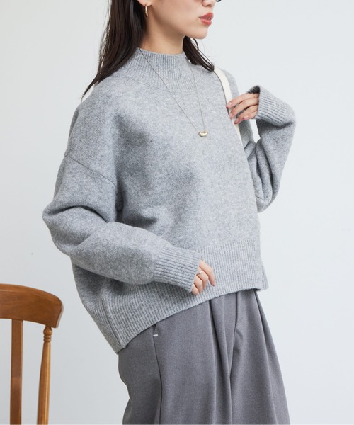 Chez toi（シェトワ）の「BACKスリットハイネックプルオーバー2（ニット/セーター・レディース・グレー/アイボリー/ピンク/オフホワイト・FREE）」の8枚目の写真