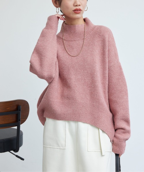 Chez toi（シェトワ）の「BACKスリットハイネックプルオーバー2（ニット/セーター・レディース・グレー/アイボリー/ピンク/オフホワイト・FREE）」の9枚目の写真