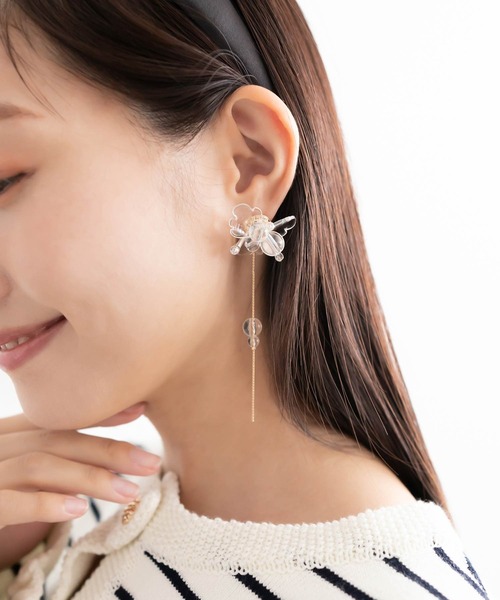 RANDA（ランダ）の「2WAYフラワーピアス（ピアス（両耳用）・レディース・ピンク/クリア・FREE）」の2枚目の写真
