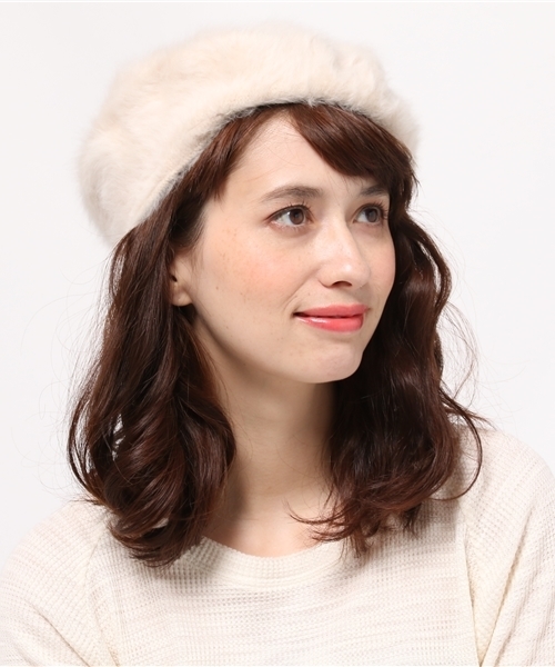 Ray BEAMS（レイビームス）の「Ray BEAMS / アンゴラ ベレー（ハンチング/ベレー帽・レディース・ホワイト系その他/ライトグレー/ブラック・ONE SIZE）」の4枚目の写真