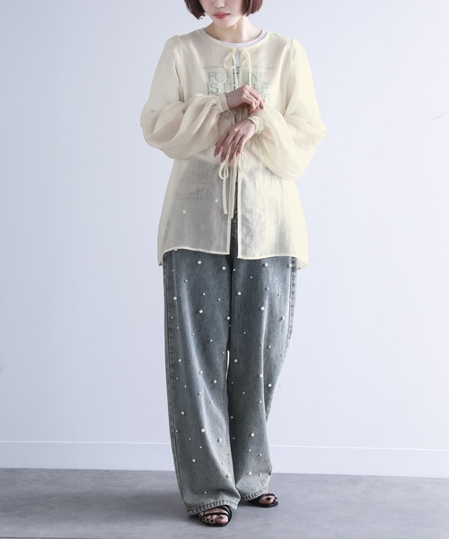 n'OrLABEL(ノアールレーベル)の「『前後2WAYリボンシアーブラウス』(シャツ/ブラウス・レディース・ライトグレー/ブラック/アイボリー・2/1)」の17枚目の写真