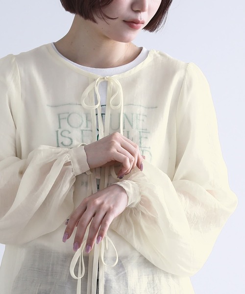 n'OrLABEL(ノアールレーベル)の「『前後2WAYリボンシアーブラウス』(シャツ/ブラウス・レディース・ライトグレー/ブラック/アイボリー・2/1)」の7枚目の写真