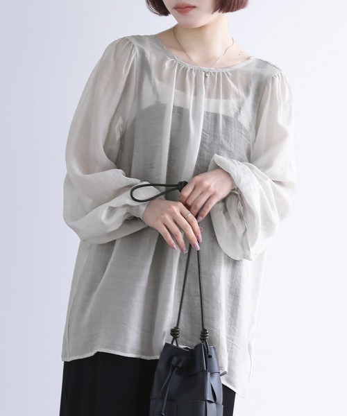 n'OrLABEL(ノアールレーベル)の「『前後2WAYリボンシアーブラウス』(シャツ/ブラウス・レディース・ライトグレー/ブラック/アイボリー・2/1)」の13枚目の写真