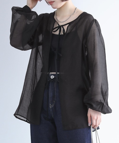 n'OrLABEL(ノアールレーベル)の「『前後2WAYリボンシアーブラウス』(シャツ/ブラウス・レディース・ライトグレー/ブラック/アイボリー・2/1)」の19枚目の写真