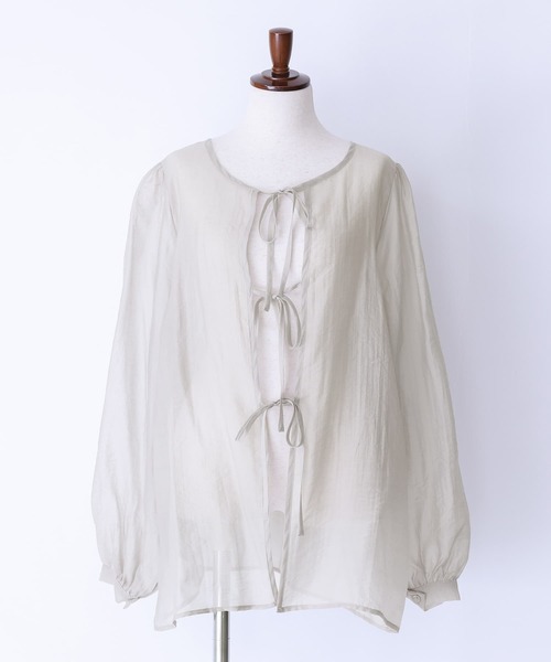 n'OrLABEL(ノアールレーベル)の「『前後2WAYリボンシアーブラウス』(シャツ/ブラウス・レディース・ライトグレー/ブラック/アイボリー・2/1)」の15枚目の写真