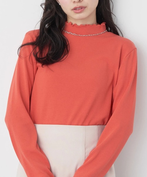 earth music&ecology（アースミュージックアンドエコロジー）の「テレコリブメローハイネックインナー（インナーウェア/肌着・レディース・オフホワイト/ライトグレー/ライトイエロー/コーラル/ライラック/サックスブルー・FREE）」の6枚目の写真