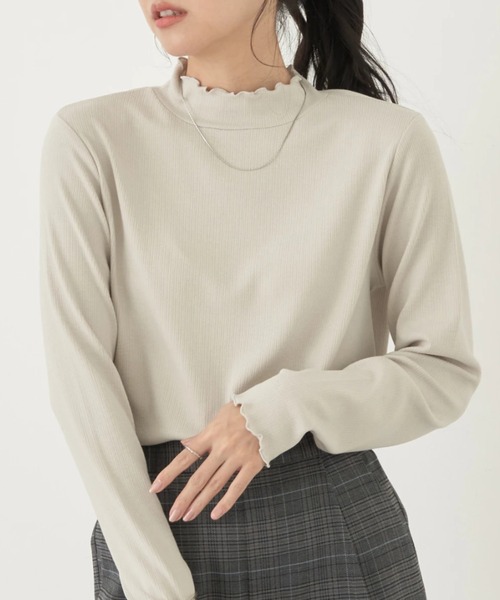 earth music&ecology（アースミュージックアンドエコロジー）の「テレコリブメローハイネックインナー（インナーウェア/肌着・レディース・オフホワイト/ライトグレー/ライトイエロー/コーラル/ライラック/サックスブルー・FREE）」の3枚目の写真